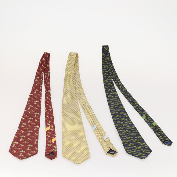 Salvatore Ferragamo Necktie Silk 10 bottles set Blue Navy yellow Auth 174930