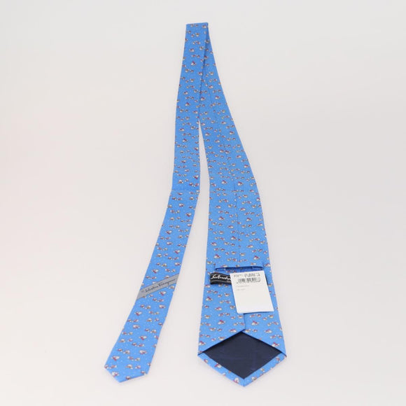 Salvatore Ferragamo Necktie Silk Set of 5 Navy Yellow blue Auth 174936