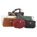 GIVENCHY Hand Bag Suede Leather 6 Set Black Green Red Auth 174943-1