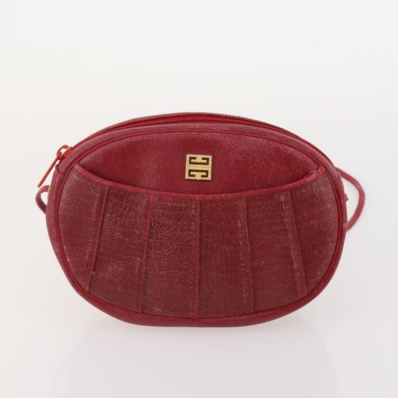 GIVENCHY Hand Bag Suede Leather 6 Set Black Green Red Auth 174943