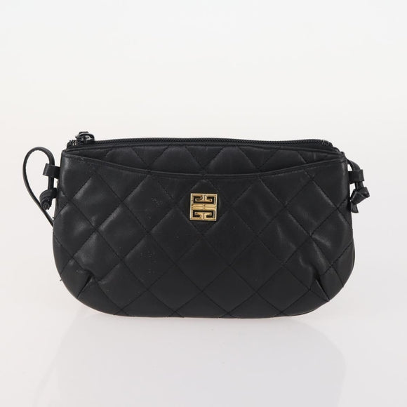 GIVENCHY Hand Bag Suede Leather 6 Set Black Green Red Auth 174943