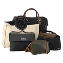 BALENCIAGA Bottega Bag Nylon Leather 6 Set Black Brown beige Auth 174944-1