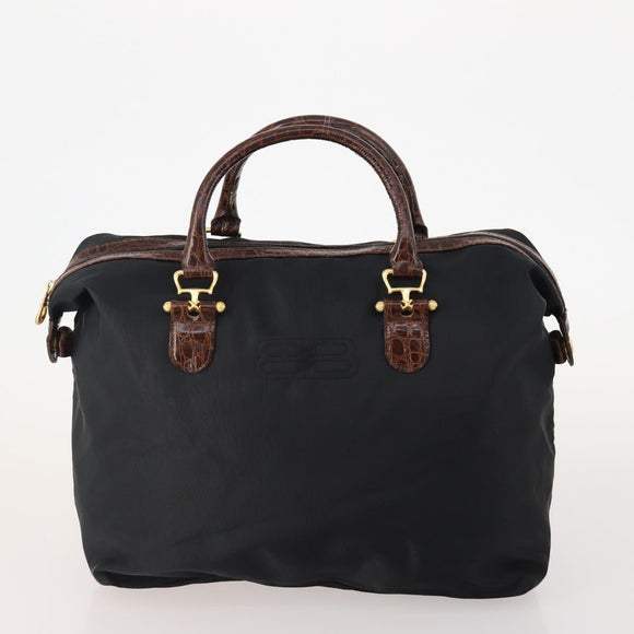 BALENCIAGA Bottega Bag Nylon Leather 6 Set Black Brown beige Auth 174944