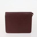 CARTIER Must Line Shoulder Bag Leather 4 Set Bordeaux Gold Auth 174947-10