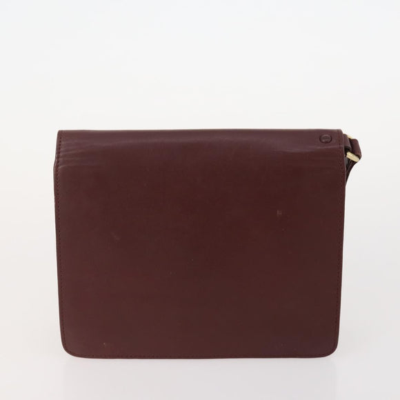 CARTIER Must Line Shoulder Bag Leather 4 Set Bordeaux Gold Auth 174947