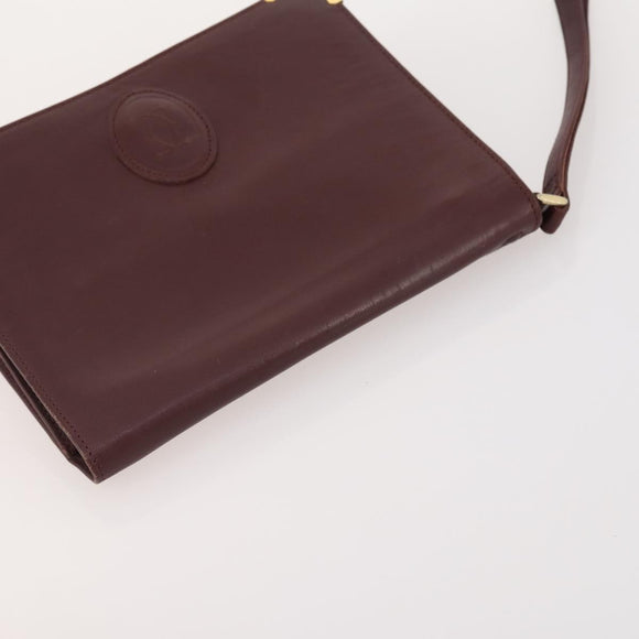 CARTIER Must Line Shoulder Bag Leather 4 Set Bordeaux Gold Auth 174947