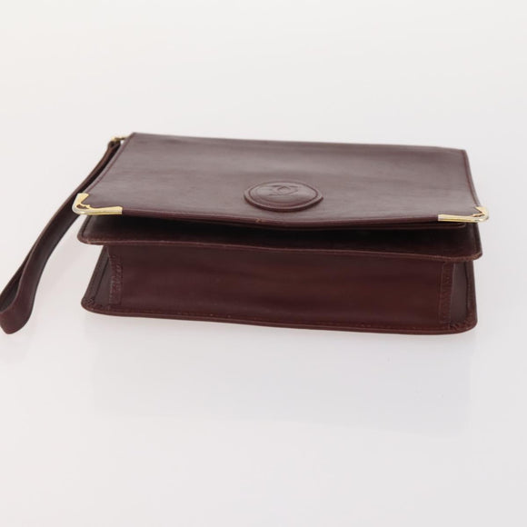 CARTIER Must Line Shoulder Bag Leather 4 Set Bordeaux Gold Auth 174947