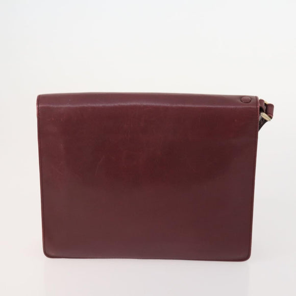 CARTIER Must Line Shoulder Bag Leather 4 Set Bordeaux Gold Auth 174947