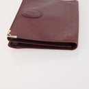 CARTIER Must Line Shoulder Bag Leather 4 Set Bordeaux Gold Auth 174947-17