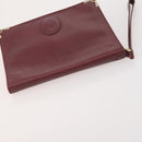 CARTIER Must Line Shoulder Bag Leather 4 Set Bordeaux Gold Auth 174947-18