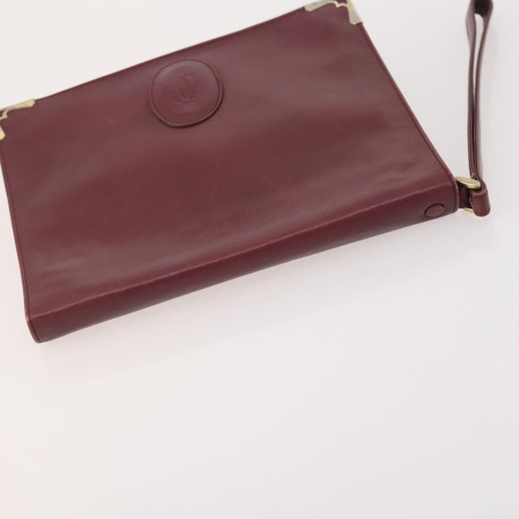 CARTIER Must Line Shoulder Bag Leather 4 Set Bordeaux Gold Auth 174947