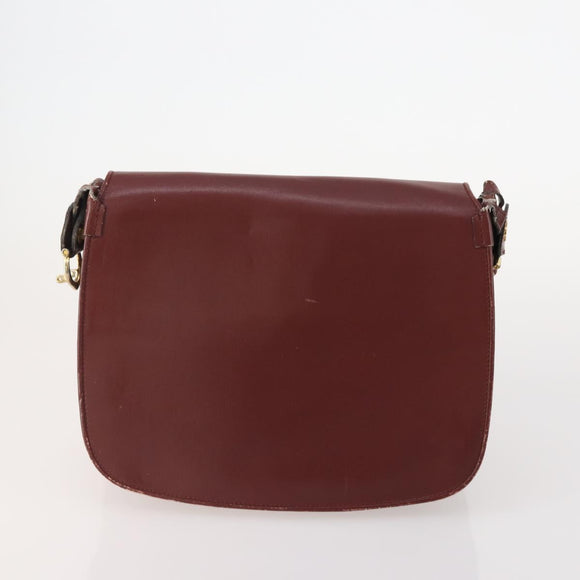 CARTIER Must Line Shoulder Bag Leather 4 Set Bordeaux Gold Auth 174947