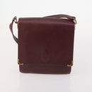 CARTIER Must Line Shoulder Bag Leather 4 Set Bordeaux Gold Auth 174947-21