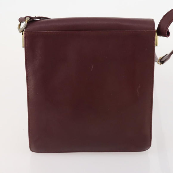 CARTIER Must Line Shoulder Bag Leather 4 Set Bordeaux Gold Auth 174947