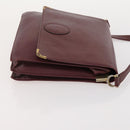 CARTIER Must Line Shoulder Bag Leather 4 Set Bordeaux Gold Auth 174947-23