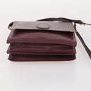 CARTIER Must Line Shoulder Bag Leather 4 Set Bordeaux Gold Auth 174947-25