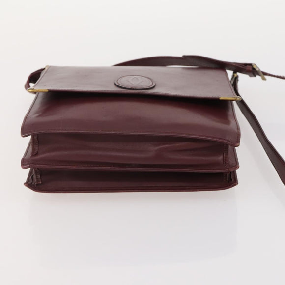 CARTIER Must Line Shoulder Bag Leather 4 Set Bordeaux Gold Auth 174947