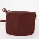CARTIER Must Line Shoulder Bag Leather 4 Set Bordeaux Gold Auth 174947-3
