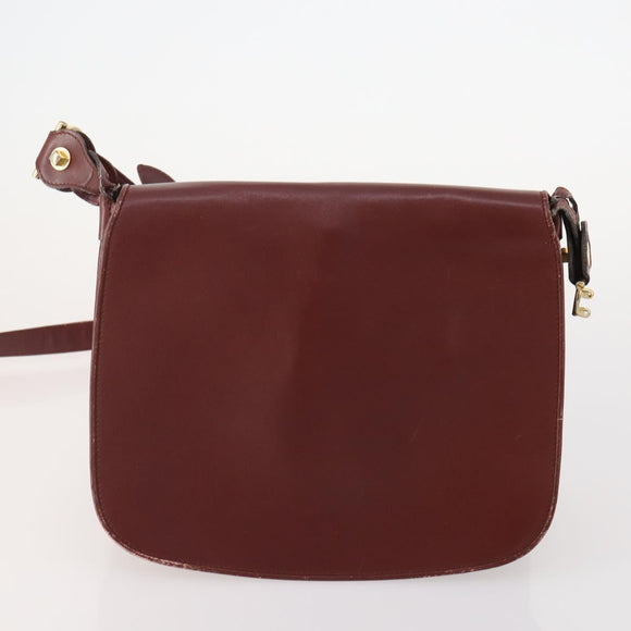 CARTIER Must Line Shoulder Bag Leather 4 Set Bordeaux Gold Auth 174947