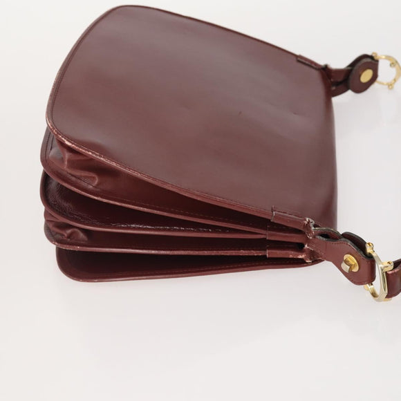 CARTIER Must Line Shoulder Bag Leather 4 Set Bordeaux Gold Auth 174947