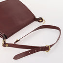 CARTIER Must Line Shoulder Bag Leather 4 Set Bordeaux Gold Auth 174947-5
