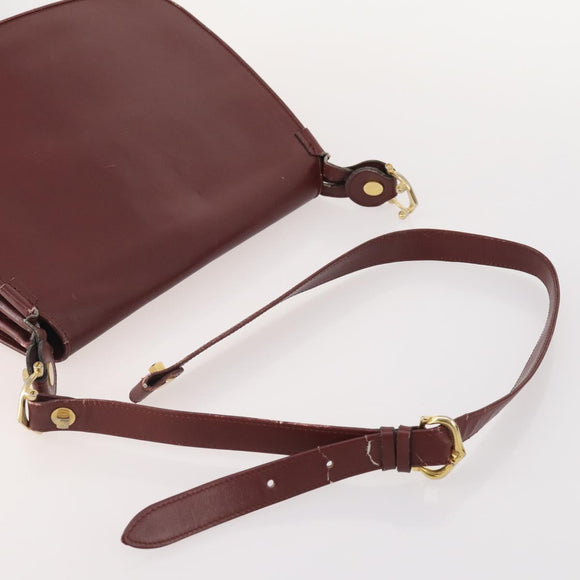 CARTIER Must Line Shoulder Bag Leather 4 Set Bordeaux Gold Auth 174947
