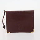CARTIER Must Line Shoulder Bag Leather 4 Set Bordeaux Gold Auth 174947-9