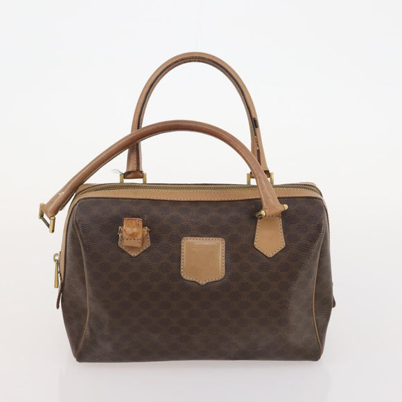 CELINE Macadam Canvas Hand Bag PVC Leather 3 Set Brown Black Auth 174950
