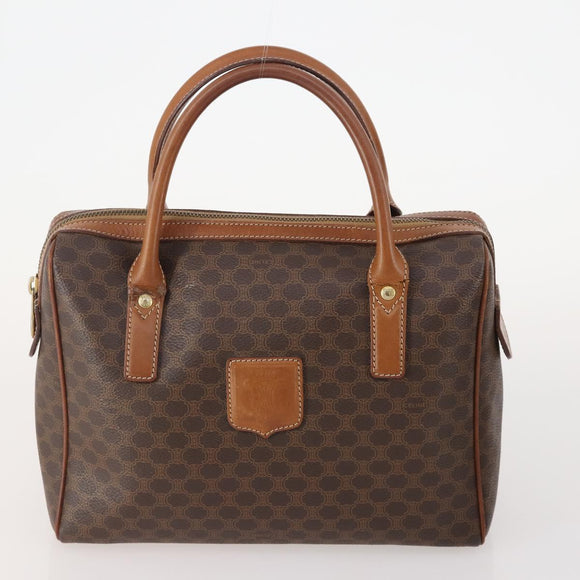 CELINE Macadam Canvas Hand Bag PVC Leather 3 Set Brown Black Auth 174950