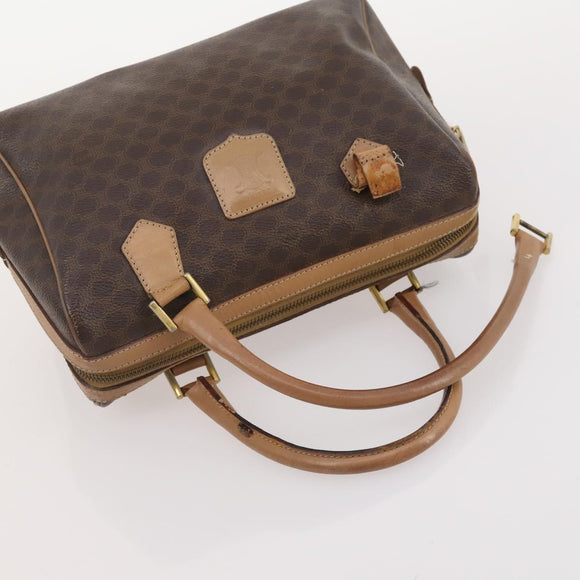 CELINE Macadam Canvas Hand Bag PVC Leather 3 Set Brown Black Auth 174950