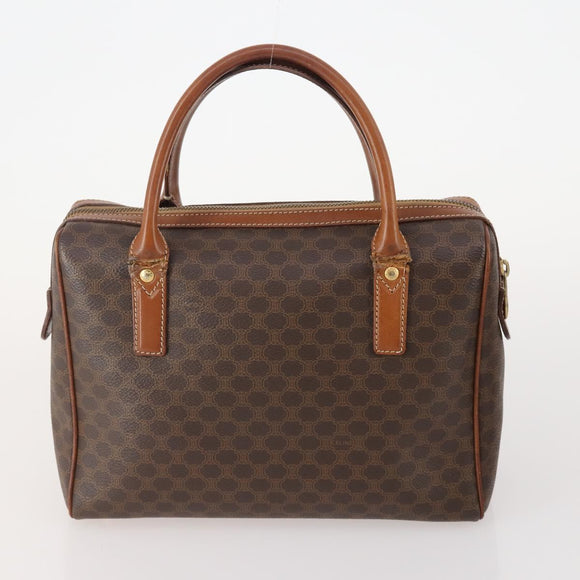 CELINE Macadam Canvas Hand Bag PVC Leather 3 Set Brown Black Auth 174950