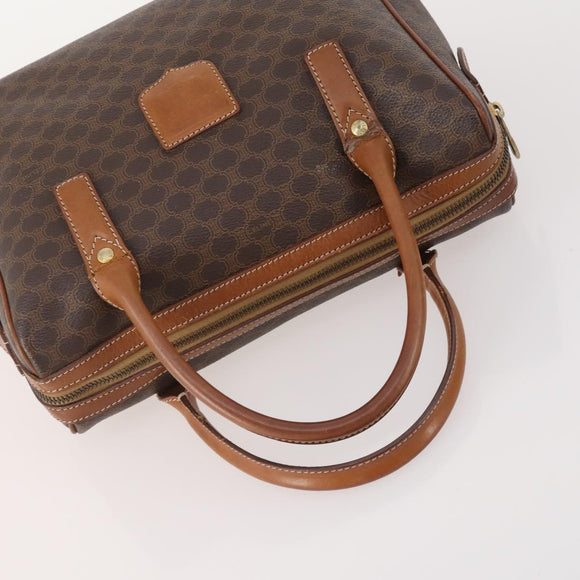 CELINE Macadam Canvas Hand Bag PVC Leather 3 Set Brown Black Auth 174950