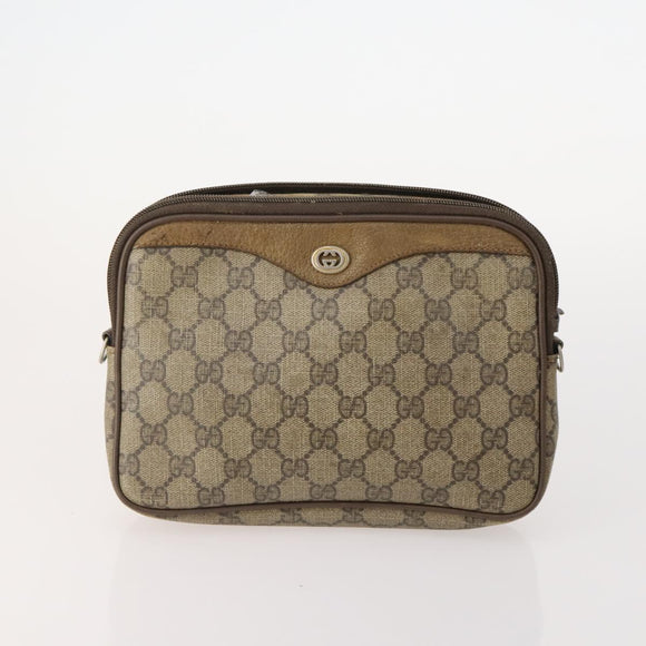 GUCCI GG Supreme Shoulder Bag PVC Leather Suede 10 Set Beige Black Auth 174953