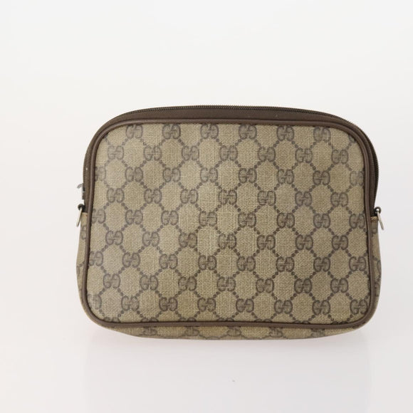GUCCI GG Supreme Shoulder Bag PVC Leather Suede 10 Set Beige Black Auth 174953
