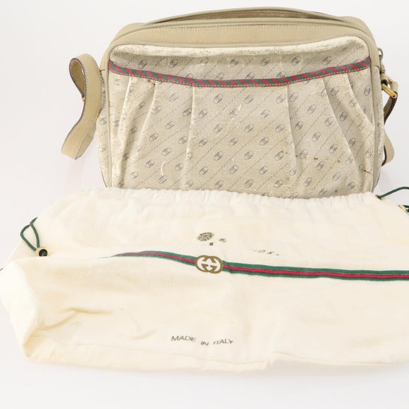 GUCCI GG Supreme Shoulder Bag PVC Leather Suede 10 Set Beige Black Auth 174953