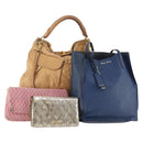 Miu Miu Shoulder Bag Leather 4 Set Blue Pink beige Auth 174955-1