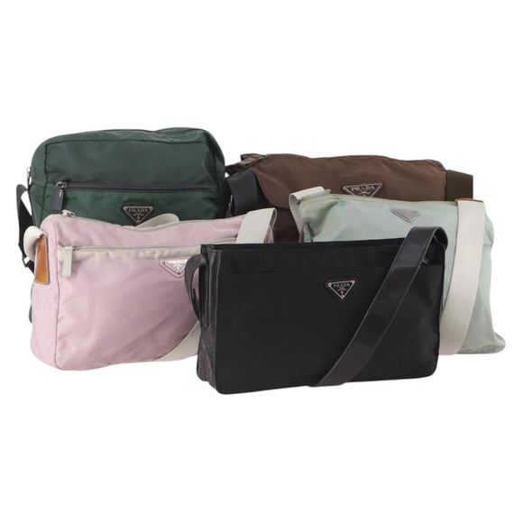 PRADA Shoulder Bag Nylon 5 Set Green Black pink Auth 174956