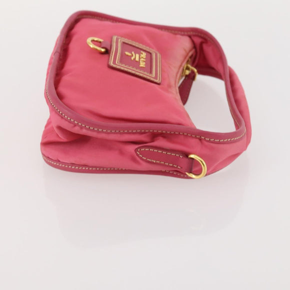 PRADA Pouch Hand Bag Nylon 2 Set Pink Black Auth 174958