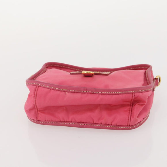 PRADA Pouch Hand Bag Nylon 2 Set Pink Black Auth 174958