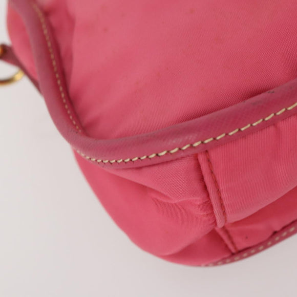 PRADA Pouch Hand Bag Nylon 2 Set Pink Black Auth 174958
