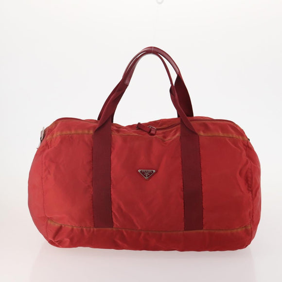PRADA Boston Bag Nylon 3 Set Red Black Auth 174960