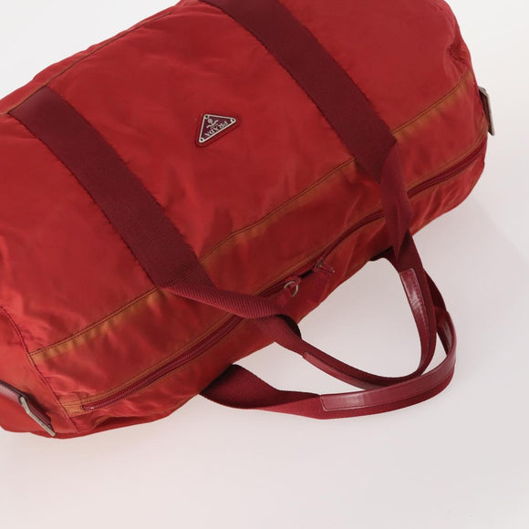 PRADA Boston Bag Nylon 3 Set Red Black Auth 174960