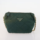 PRADA Chain Shoulder Bag Nylon 3 Set Beige Black Green Auth 174962-16