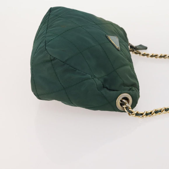 PRADA Chain Shoulder Bag Nylon 3 Set Beige Black Green Auth 174962