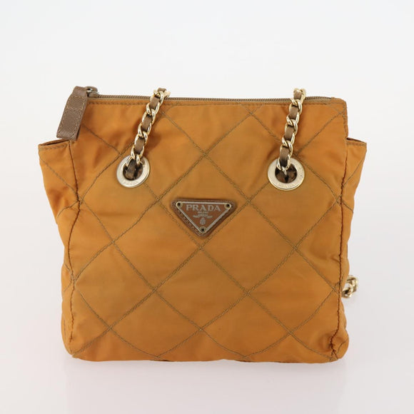 PRADA Chain Shoulder Bag Nylon 3 Set Beige Black Green Auth 174962