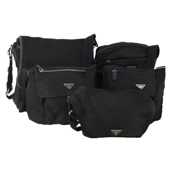 PRADA Shoulder Bag Nylon 5 Set Black Auth 174963