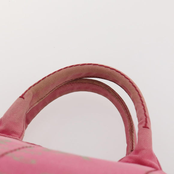 PRADA Canapa Hand Bag Canvas 2 Set Pink Beige Auth 174968