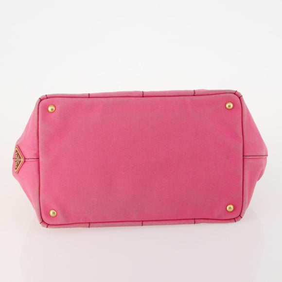 PRADA Canapa Hand Bag Canvas 2 Set Pink Beige Auth 174968