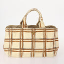 PRADA Canapa Hand Bag Canvas 2 Set Pink Beige Auth 174968-2