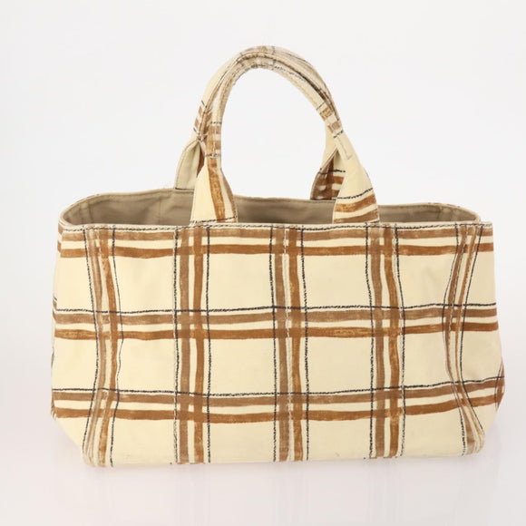 PRADA Canapa Hand Bag Canvas 2 Set Pink Beige Auth 174968